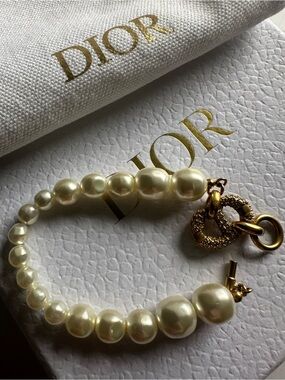 Christian Dior CD Crystal Faux Pearl Bracelet Full Set Giftable